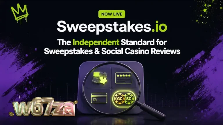 Tampilan antarmuka platform ulasan kasino Sweepstakes.io